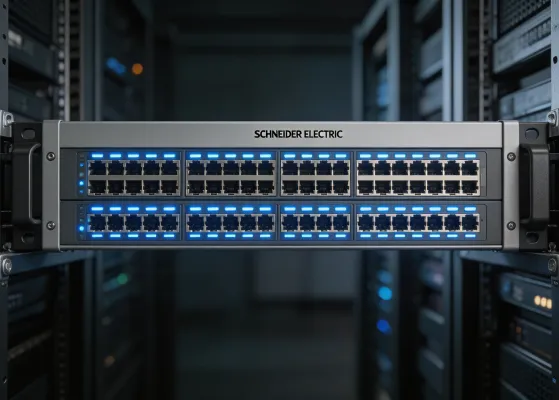Schneider Electric managed network switch in data center rack